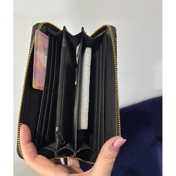 Riah Fashion Glitter Wallet Clutch Zip Around Card Holder Silver - Picture 3 of 5